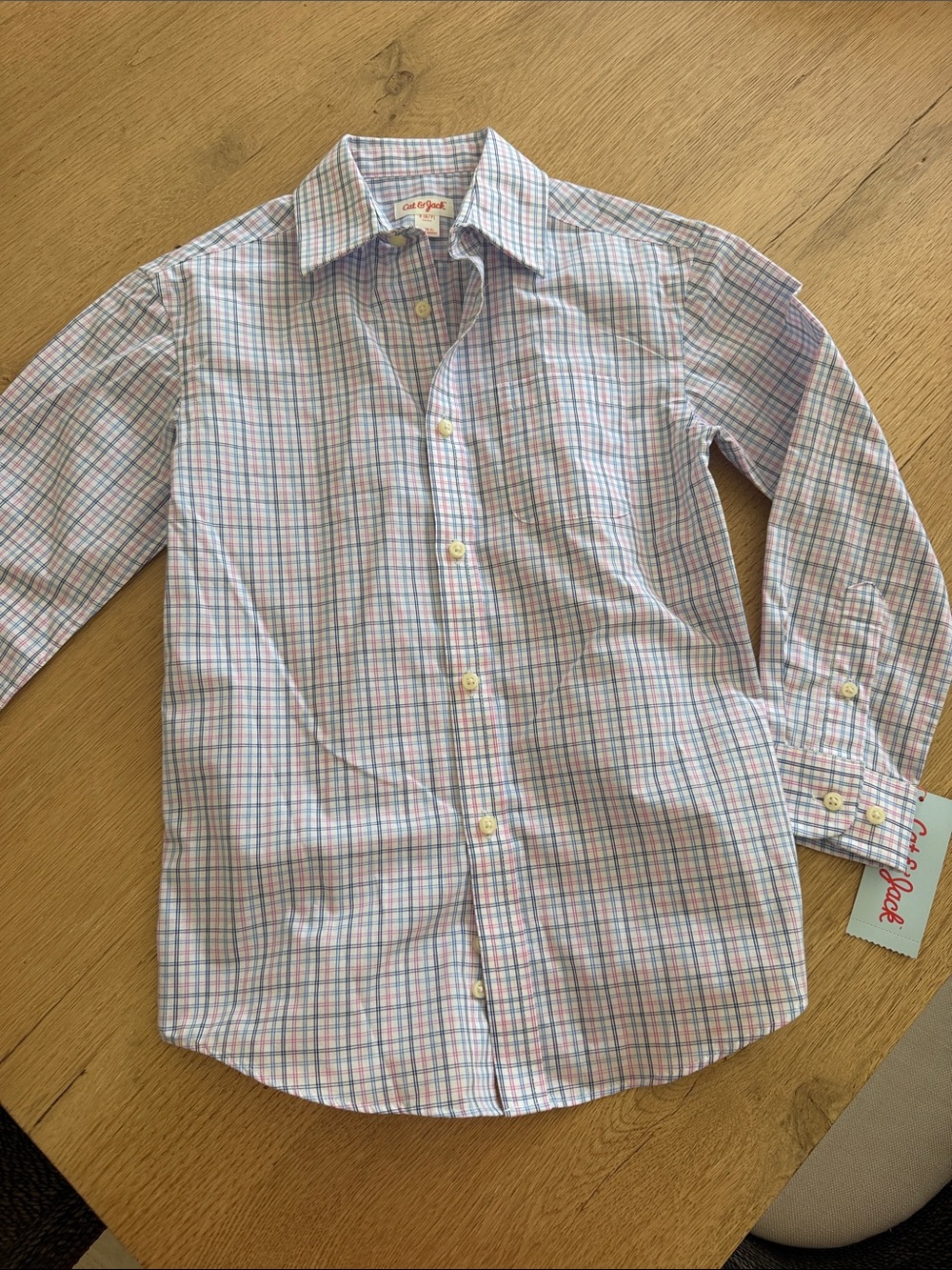 Cat & Jack Blue and Pink Checked Casual Button-Down Shirt